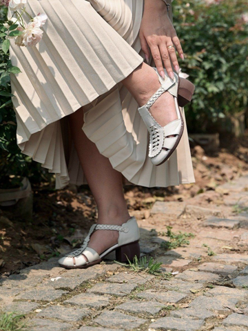 Sandal slingback da dê đế cao 5cm hở mũi quai tết 3362