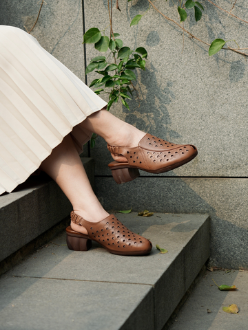 Slingback da dê 5cm dập lazer trái tim 61052