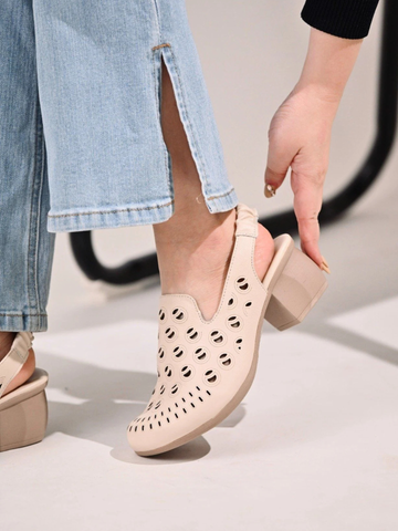 Slingback da dê 5cm mũi tròn dập lỗ 816