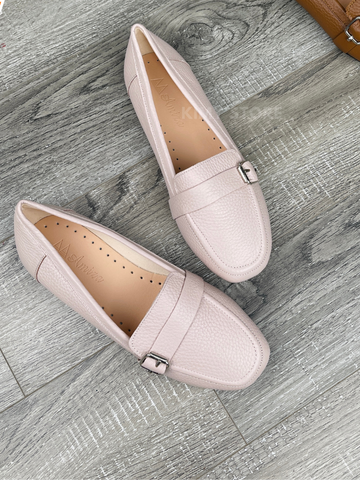 Giày mocassin da thật đai cài đế đục lỗ