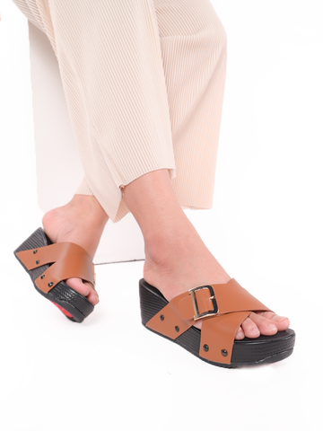 Guốc xuồng quai chéo đai cài kim loại chữ D