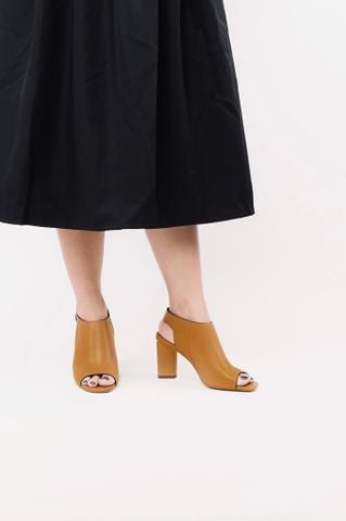 Sandal boot SUNBLOCK1 da thật mũi vuông quai bản to gót trụ 8cm