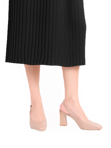 Sandal nữ gót trụ, mũi thon dáng slingback