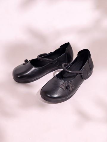 Bệt da dê mũi tròn quai dán 2568