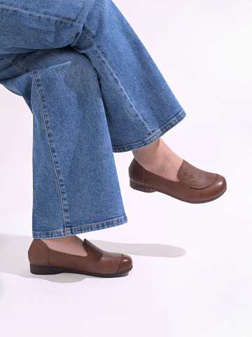 Bệt moca da dê đế 2cm dập viền chỉ nổi 8292