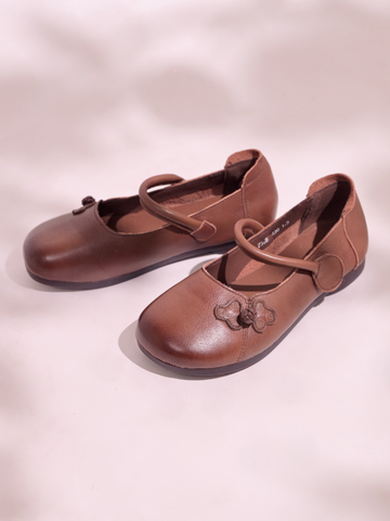 Bệt da dê mũi tròn quai dán 2568