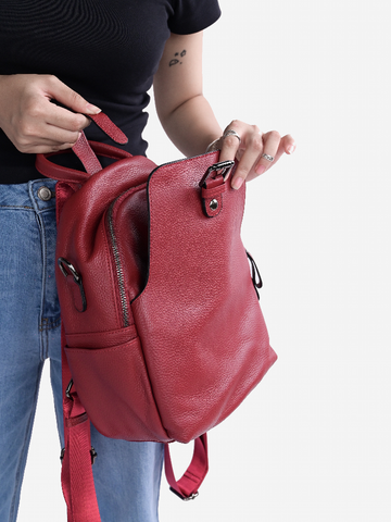 Balo nữ da thật quai xách đai cài kim loại