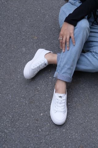 Giày thể thao da dê buộc dây đệm đế bằng 4cm 67WH221101