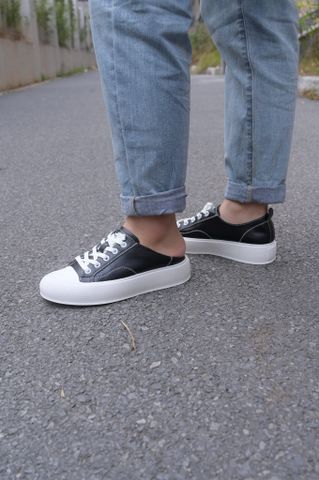 Giày thể thao da dê buộc dây đệm đế bằng 4cm 67WH221101