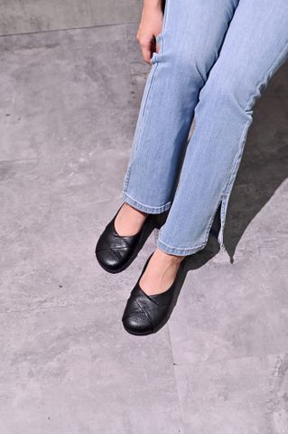 Giày bệt da dê mũi tròn hai đai vắt chéo - 2268