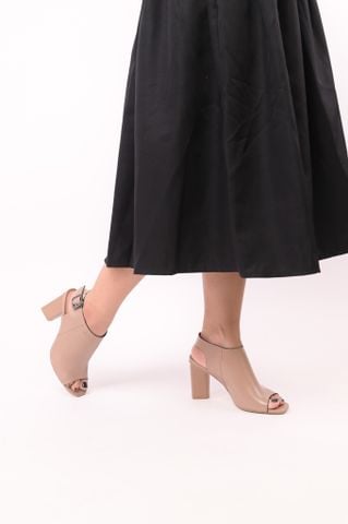 Sandal boot SUNBLOCK1 da thật mũi vuông quai bản to gót trụ 8cm