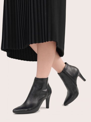 Boot nữ da thật gót đũa nhọn khóa cạnh 53CLK2110021