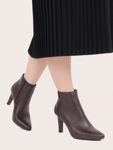 Boot nữ da thật gót đũa nhọn khóa cạnh 53CLK2110021