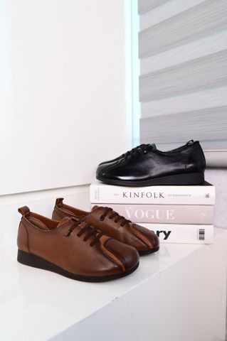 Giày da dê độn đế 2x5cm phối màu giả buộc dây - 59SAM221008