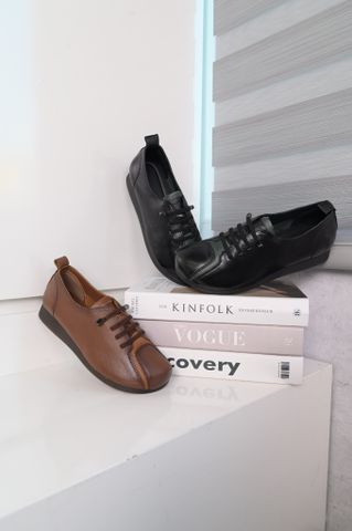 Giày da dê độn đế 2x5cm phối màu giả buộc dây - 59SAM221008