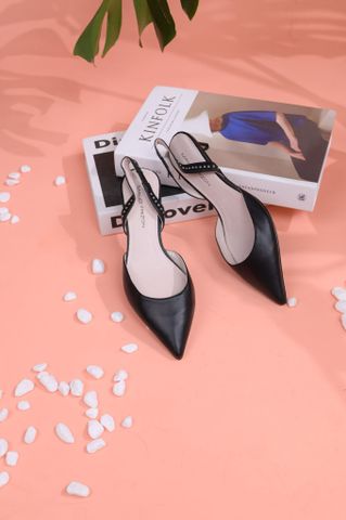 Slingback gót nhỏ 5cm quai gắn đinh kim loại