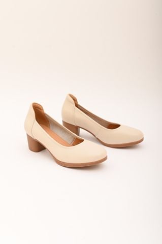 Giày cao gót da dê mũi thon trơn gót tròn 5cm 97650