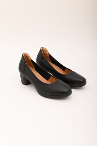 Giày cao gót da dê mũi thon trơn gót tròn 5cm 97650