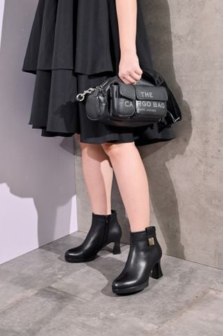 Boot da dê 7cm mũi thon đế đúp đai gắn hoa hồng - 5092