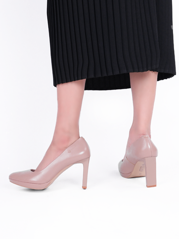 Giày cao gót da thật đế đúp gót dẹt 475UKA211105