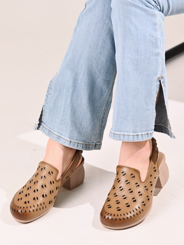 Slingback da dê 5cm mũi tròn dập lỗ 816