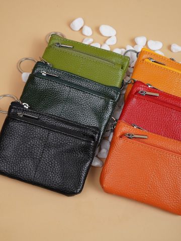 Ví mini kèm móc khóa da sần