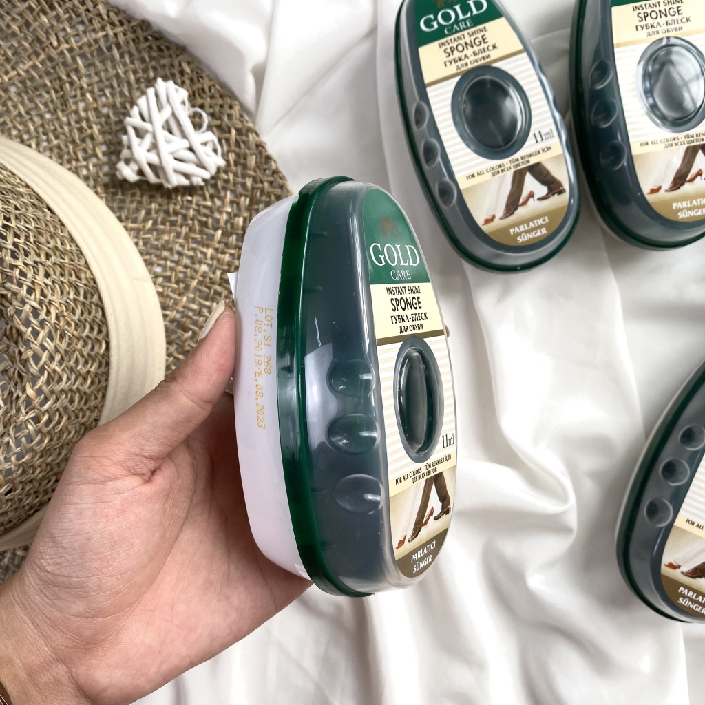 Hình ảnh Xi mút đánh giày dép da, túi xách, ghế da kèm dầu dự trữ Goldcare - xi đánh giày nhập khẩu từ Thổ Nhĩ Kì Hình ảnh Xi mút đánh giày dép da, túi xách, ghế da kèm dầu dự trữ Goldcare - xi đánh giày nhập khẩu từ Thổ Nhĩ Kì