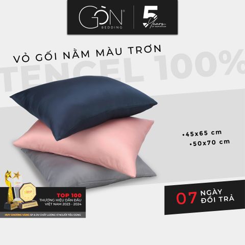  Vỏ Gối Nằm Gòn Bedding Lụa Tencel 60s Cao Cấp Màu Trơn 50x70 cm 