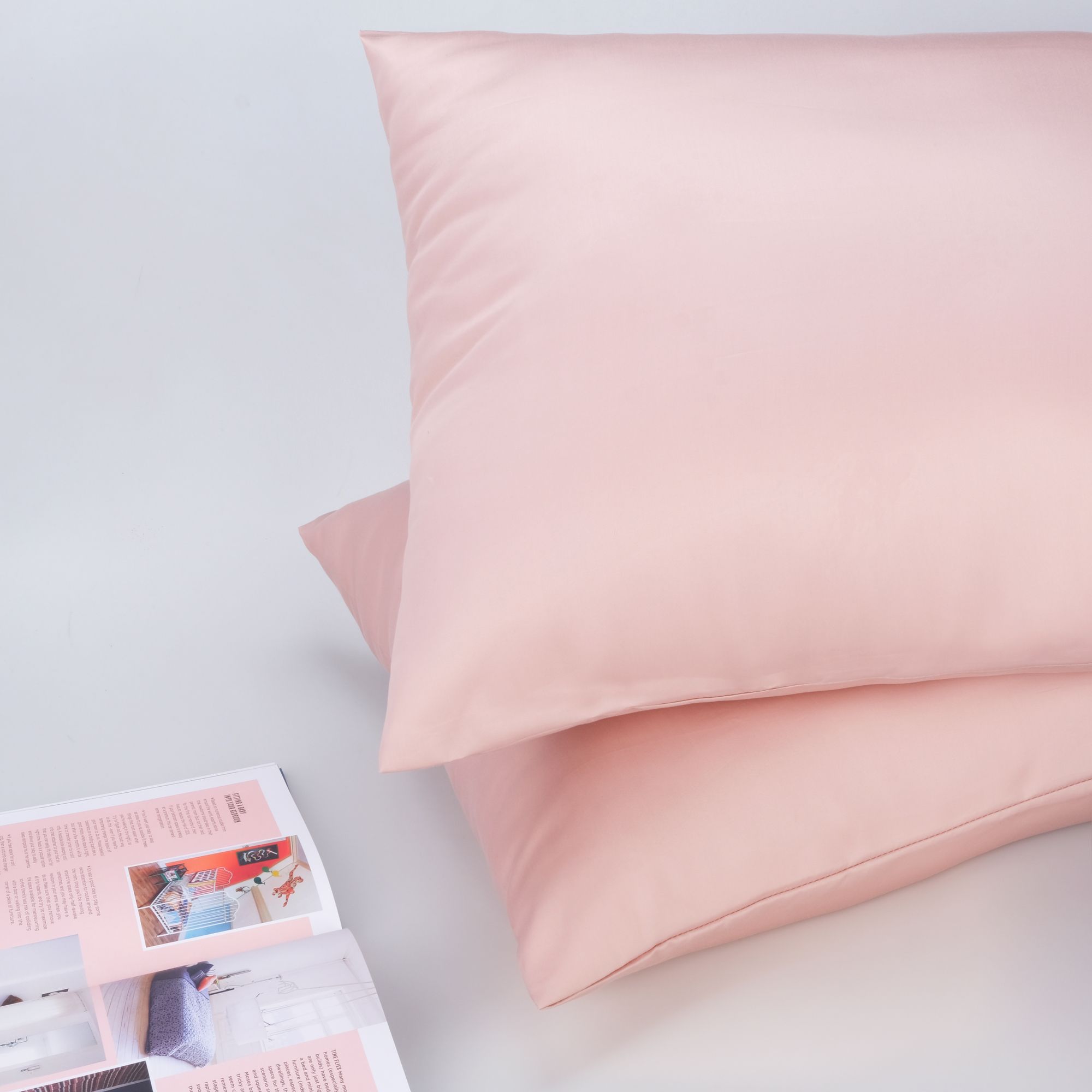  Vỏ Gối Nằm (x1) Gòn Bedding Lụa Tencel Satin 60s Plain Aesthetic Màu Hồng Ruốc 