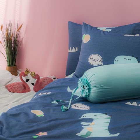  Bộ Chăn Ga Gối 5 Món Gòn Bedding Lụa Tencel Hoạ tiết Kích Thước 1m6x2m - 1m8x2m Hoạ Tiết Khủng Long Xanh Navy 