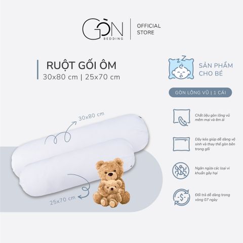  Ruột Gối Ôm Em Bé Gòn Lông Vũ Nhân Tạo 30x80 cm | 25x70 cm (1 cái) 