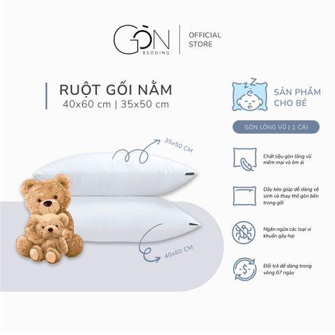  Ruột Gối Nằm Em Bé Gòn Lông Vũ Nhân Tạo 40x60 cm | 35x50 cm (1 cái) 