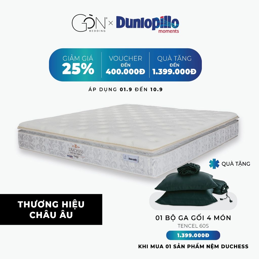  Nệm lò xo Dunlopillo Duchess Extra Firm độ cao 29 cm 