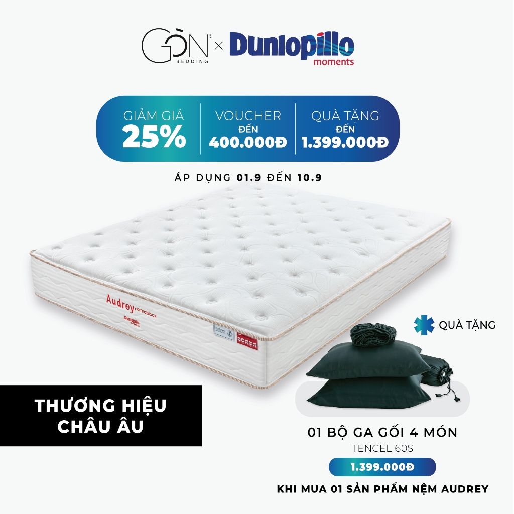  Nệm Lò Xo Dunlopillo Audrey độ cao 25 cm 1mx2m | 1m2x2m | 1m4x2m| 1m6x2m | 1m8x2m | 2mx2m | 2m2x2m 