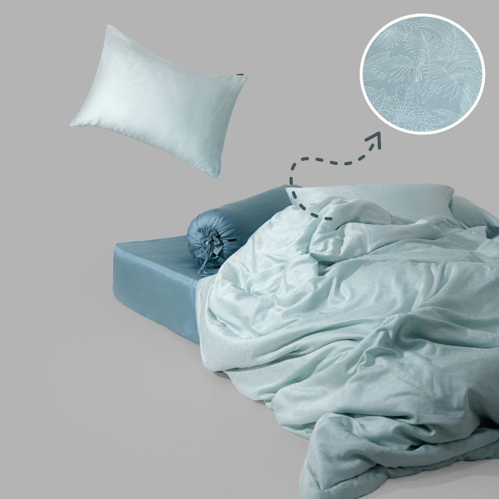  Bộ Chăn Ga Gối 5 Món Gòn Bedding Tencel Hoạ Tiết Hoa Nổi 