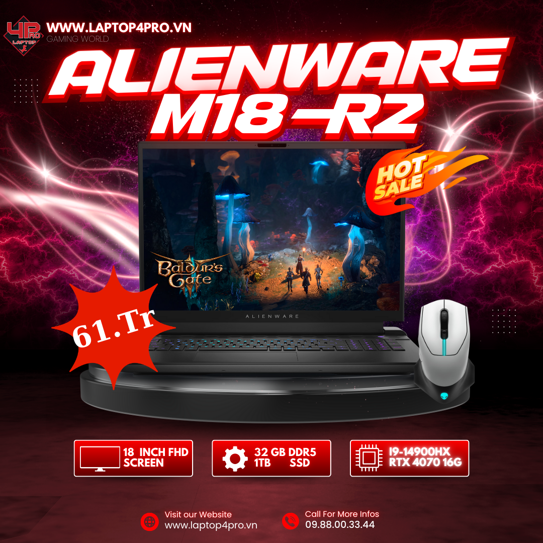 Alienware M18 R2 Intel Core i9 14900HX 32GB 1TB RTX 4070 QHD+ 165Hz ...