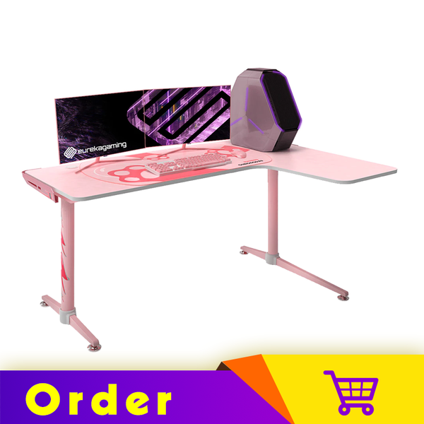 Eureka Gaming L Shaped 60'' Pinky Home Office E-sports Computer Desk, Lovely Computer & Gaming Setup, Right Side