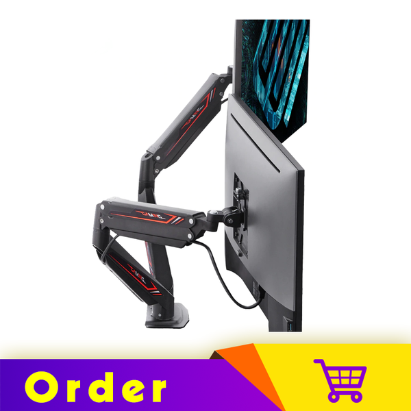 Eureka Gaming® Dual Monitor Stand, Height Adjustable Full Motion (360) Arm Mount, Gaming Design