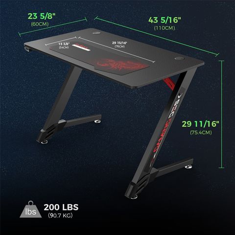 Eureka Ergonomic® 43'' Z Shaped Small Gaming Computer Desk, Home Office Gaming Computer Table