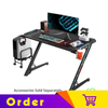 Eureka Ergonomic® Z1-S PRO Home Office Gaming Desk With RGB Lights, Controller Stand, Cup Holder & Headphone Hook - Black
