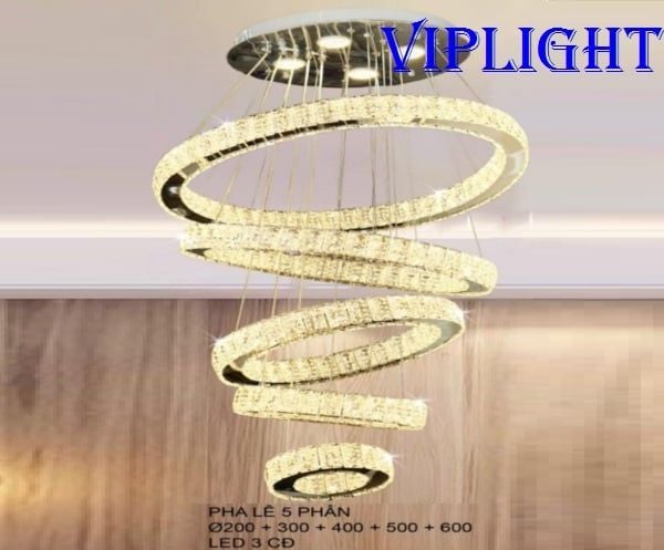 ĐÈN THẢ PHA LÊ 5 NĂM VÒNG TRANG TRÍ THÔNG TẦNG PHÒNG KHÁCH VL355THD7032T5