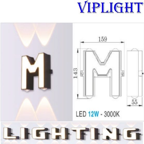 ĐÈN TƯỜNG THIẾT KẾ CHỮ M - GẮN VÁCH_PHÒNG KHÁCH, PHÒNG NGỦ, PHÒNG THỜ, NHÀ BẾP, HÀNH LANG, CẦU THANG
