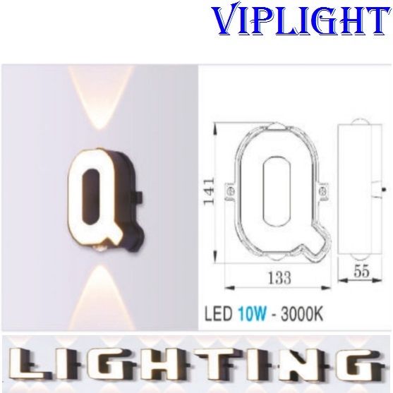 ĐÈN TƯỜNG THIẾT KẾ CHỮ Q - GẮN VÁCH_PHÒNG KHÁCH, PHÒNG NGỦ, PHÒNG THỜ, NHÀ BẾP, HÀNH LANG, CẦU THANG