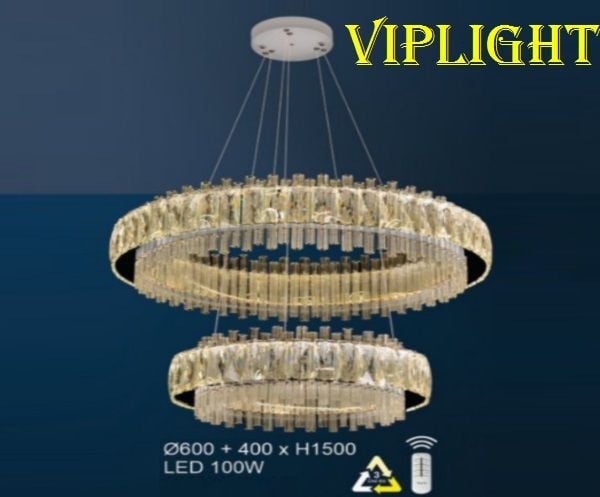 ĐÈN CHÙM THẢ PHA LÊ 2 HAI VÒNG TRÒN SIZE LỚN VLHFTL6361