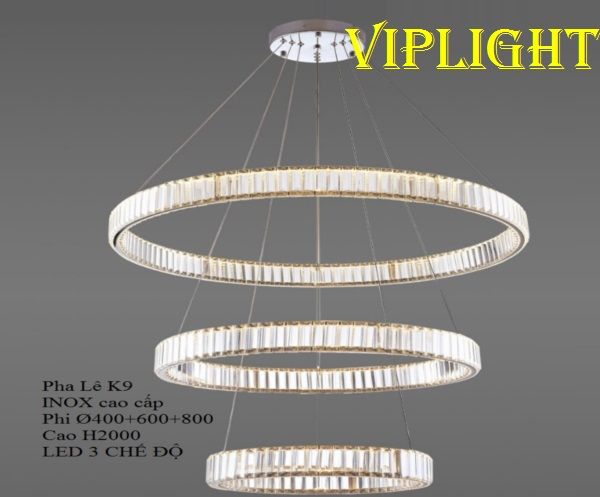 ĐÈN CHÙM THẢ PHA LÊ 3 BA VÒNG TRÒN SIZE LỚN VL355THD7047T3