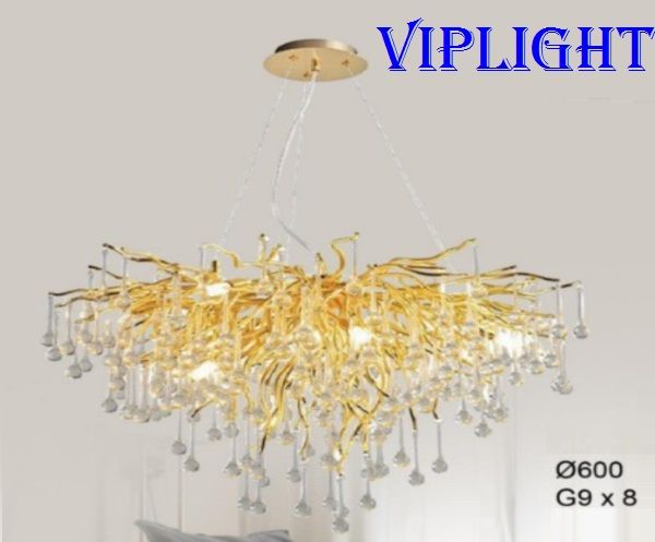 ĐÈN CHÙM THẢ PHA LÊ GIỌT NƯỚC TRANG TRÍ VL355TPL05 (PHI Ø600)