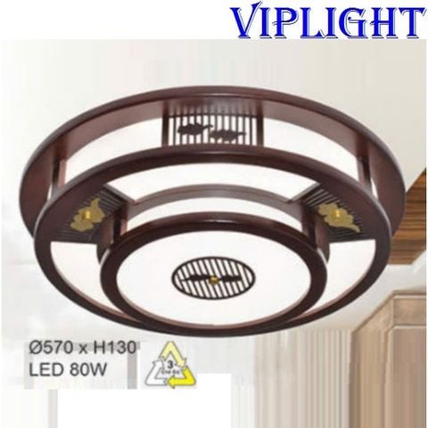  Đèn Mâm Gỗ Ốp Trần Tròn Led Ba Màu Trang Trí VLHFOTG30 