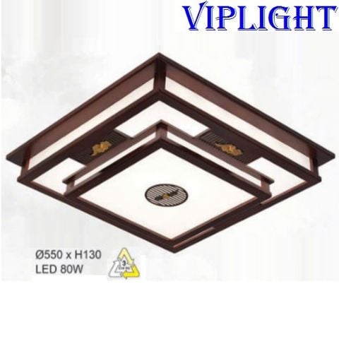  Đèn Mâm Gỗ Ốp Trần Vuông Led 3 Màu Trang Trí VLHFOTG35 