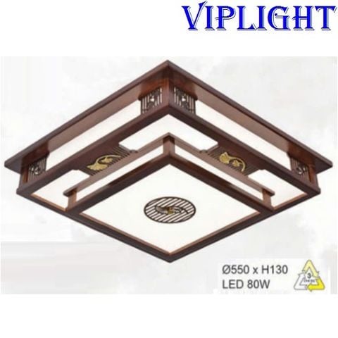  Đèn Mâm Gỗ Ốp Trần Vuông Led 3 Màu Trang Trí VLHFOTG36 