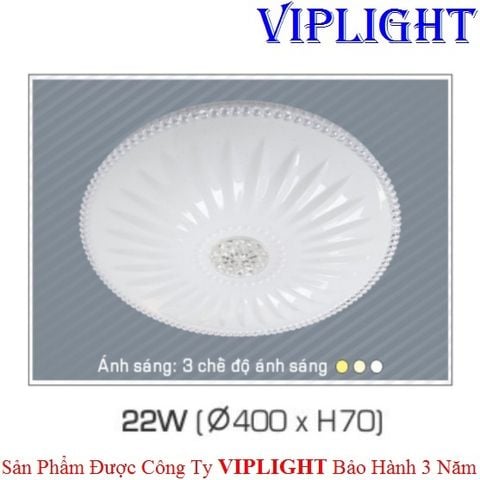  ĐÈN MÂM ỐP TRẦN LED 22W 3 MÀU TRANG TRÍ 059 PHI Ø400 